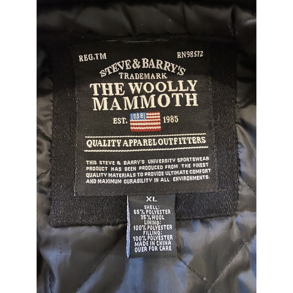 Steve & Barrys Woolly Mammoth Coat Mens XL Black Wool Blend Button Front Heavy - Picture 10 of 13